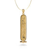 Discoveries Egyptian Imports Made in Egypt - Personalized 14K Gold Cartouche Necklace - 1-Sided Custom Pendant Handmade in Egypt - Size: Large