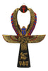 Ebros Crux Ansata Egyptian Golden Ankh With Winged Scarab Maat And Eye Of Horus Wedjat Wall Decor 3D Plaque Figurine 8" High New Age Hieroglyphs Symbol of Life Health And Balance Decorative Accent