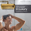 SparkPod Shower Head - High Pressure Rain - Premium Quality Luxury Design - 1-Min Install - Easy Clean Adjustable Replacement for Your Bathroom Shower Heads (Egyptian Gold, 6 Inch Square)